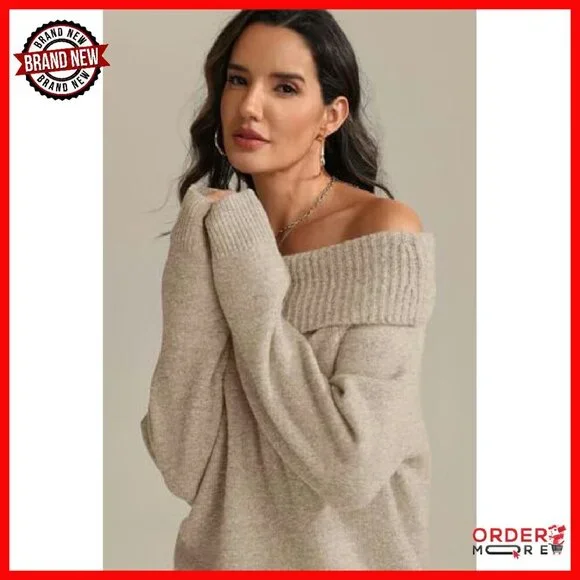 Oversized Off-Shoulder Pullover Sweater Batwing Sleeve Loose Fit - Picture 5 of 8